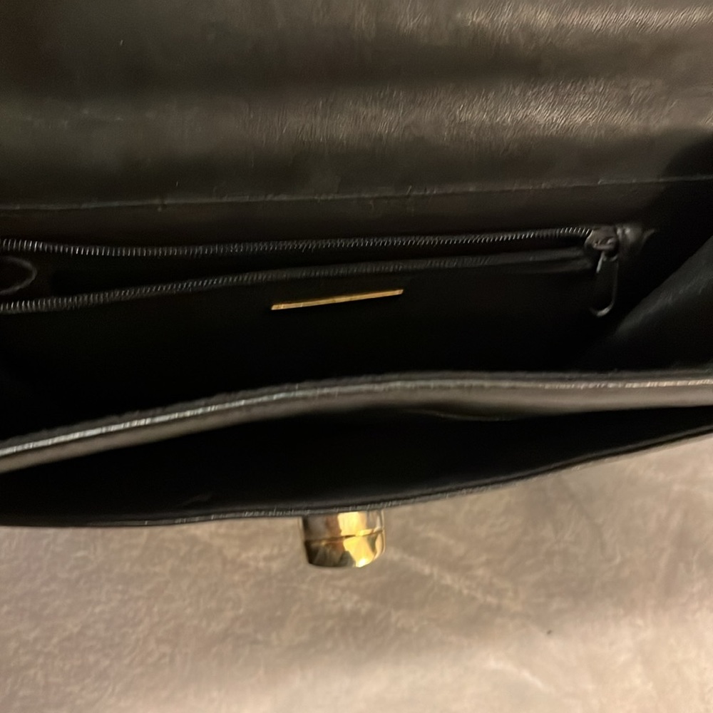 GIANII BERNINII Women’s Vintage Black Leather Clutch Bag Purse - Picture 6 of 11